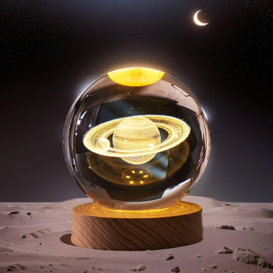 Lámpara de Cristal 3D Saturno – Ilumina tu Espacio con la Belleza del Universo