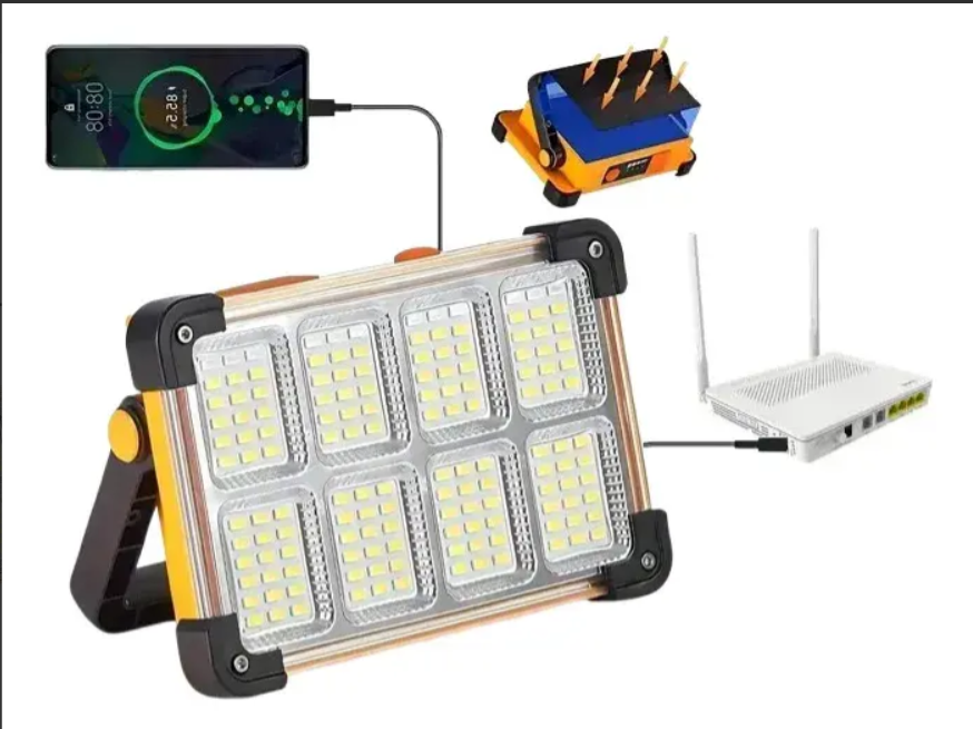Reflector Solar LED 150W con Power Bank – Iluminación Solar + Carga USB
