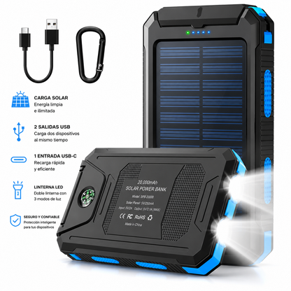 POWER BANK DE 20000mAh + Panel Solar