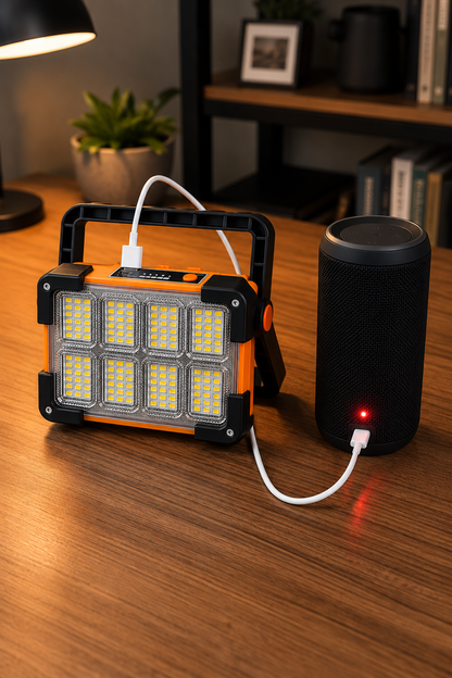 Reflector Solar LED 150W con Power Bank – Iluminación Solar + Carga USB